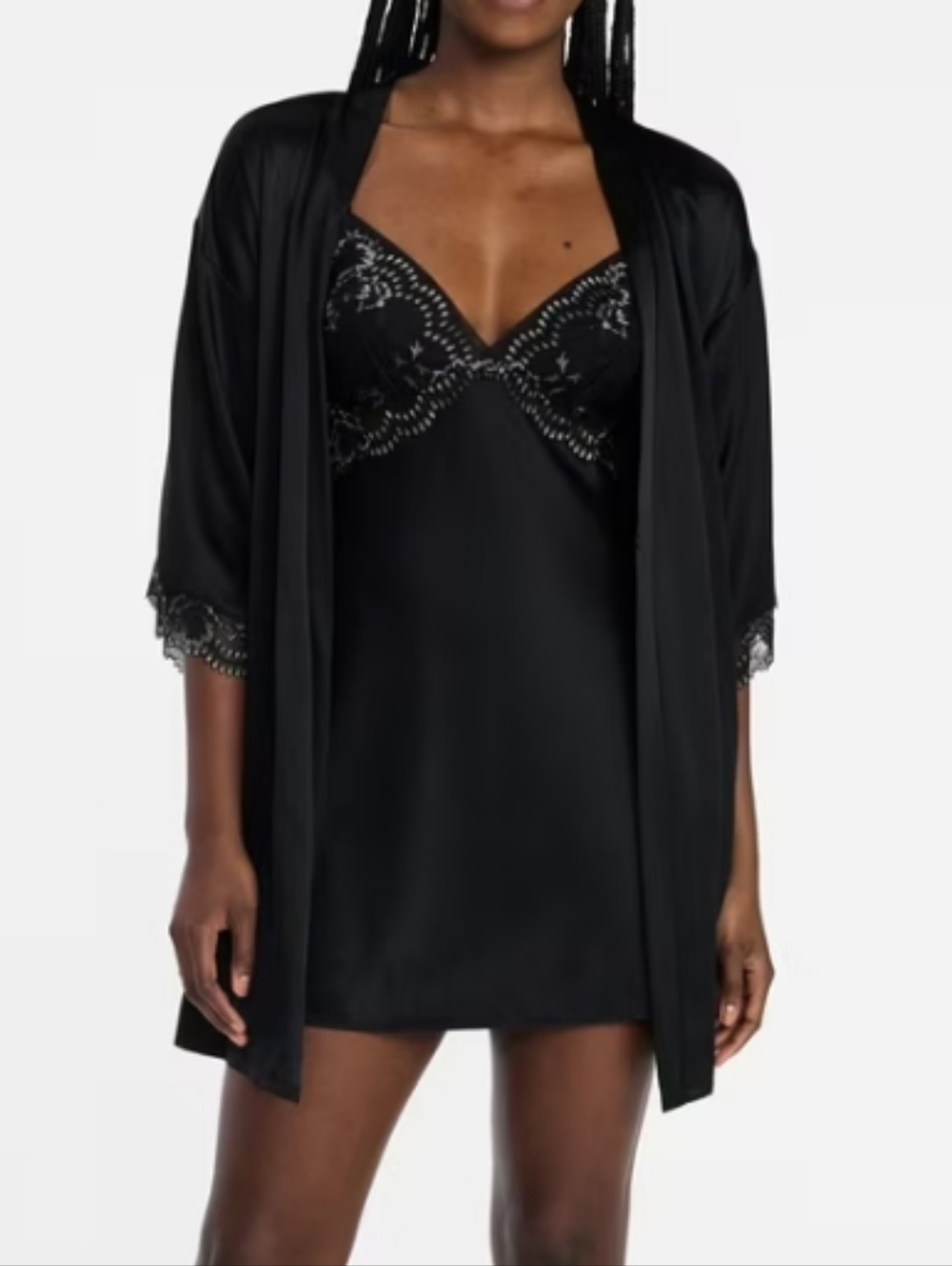 Joyspun Black Satin Robe